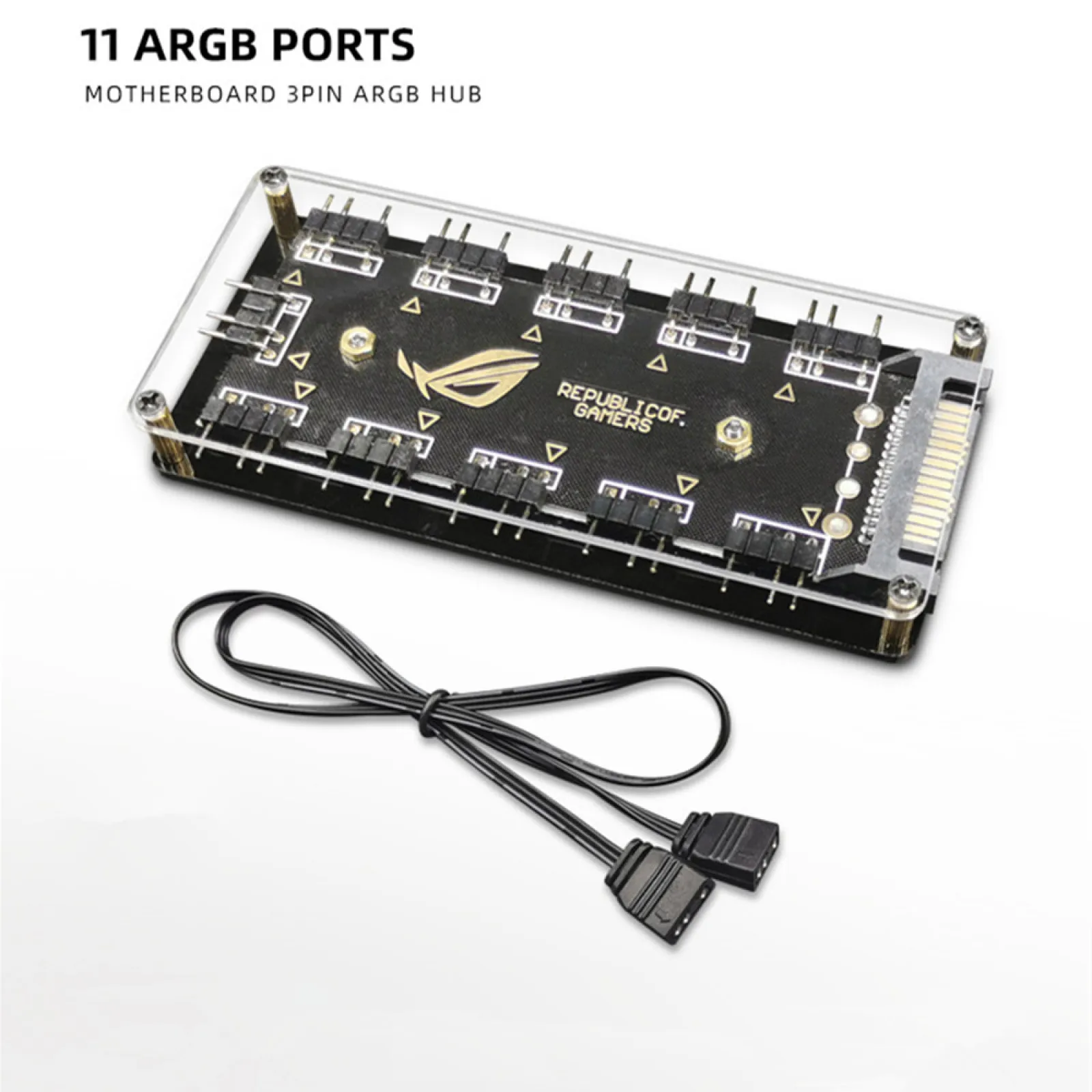 1 Set PC Cooler Fan D-RGB HUB 1 To 11 5V 3Pin LED Strip Light HUB Adapter SATA Power D-RGB Fan Splitter For Computer Case