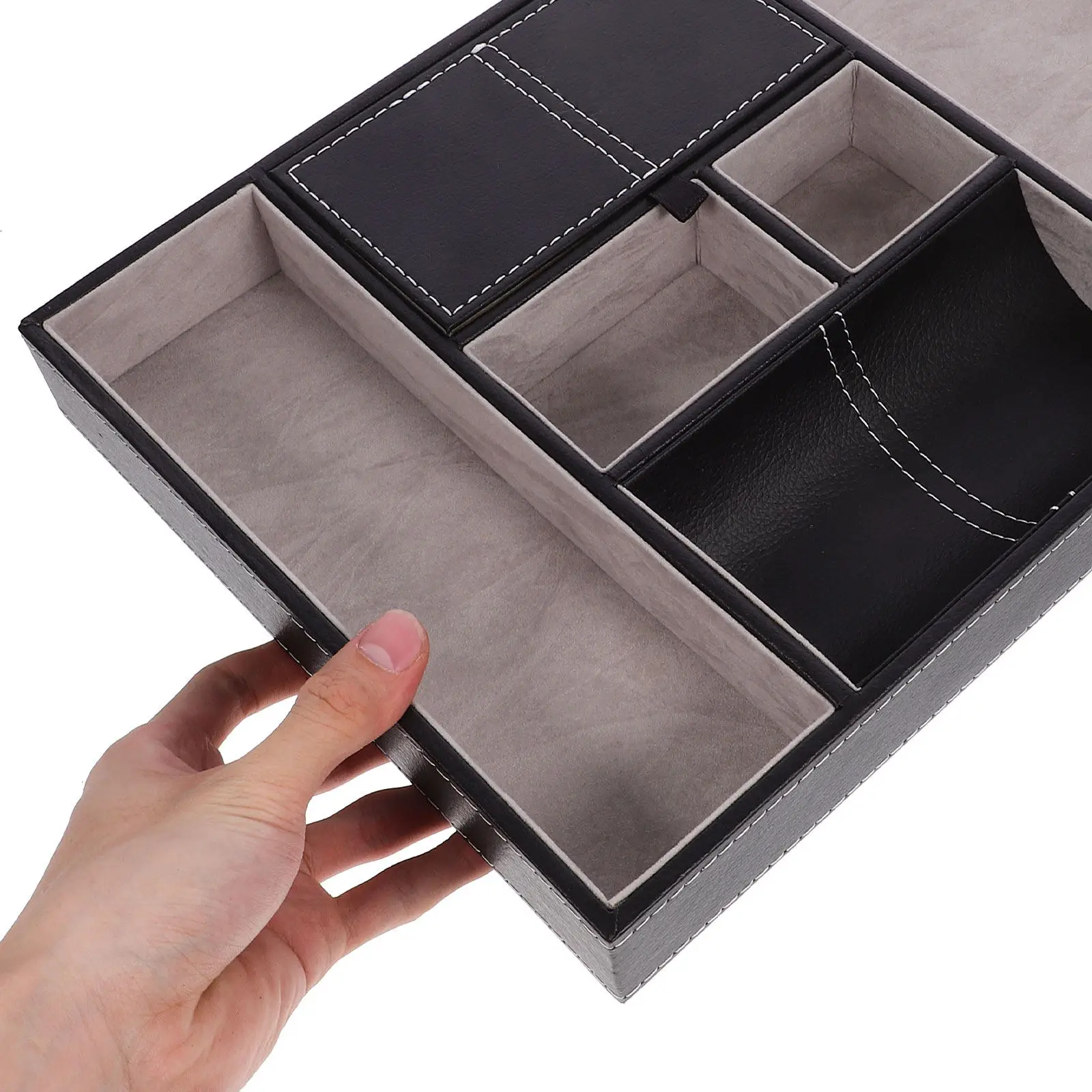 

Multi-Function Jewelry Storage Box PU Jewelry Organizer Case Retro Storage Compact Space-Saving Decorative