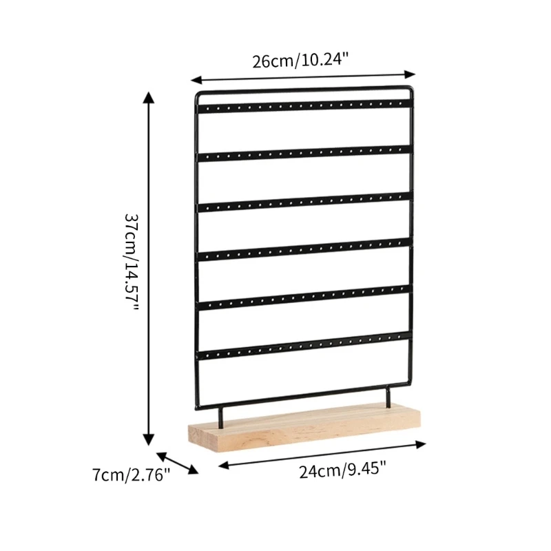 Earrings  Jewelry Display Stand 6 Tiers Earring Holder Rack for Hanging Earrings Ear Studs with Wood Base Women