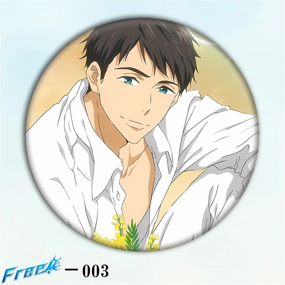 58mm Anime Free! Nanase Haruka Tachibana Makoto Cosplay COSTUME Badge Pin SPTE Tinplate Brooch﻿ Prop Gilf