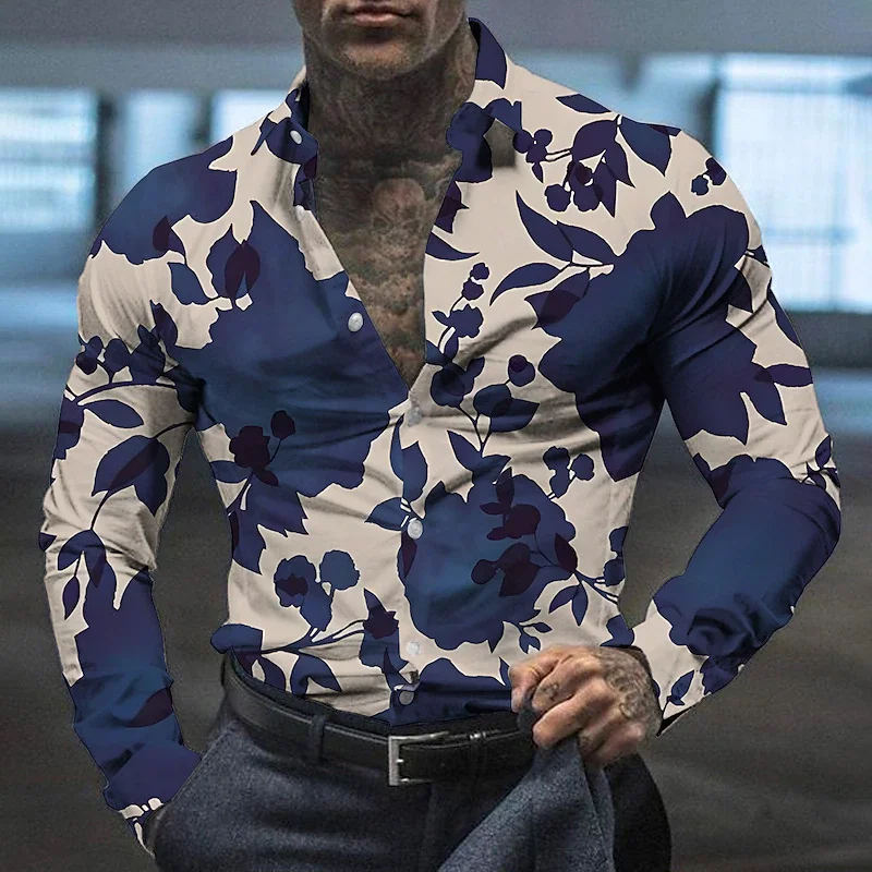 

Men's Printed Collar Clothing Top Fashion Street Long Sleeve Shirts Design Casual And Breathable Shirt 2024 New Hot Selling Item