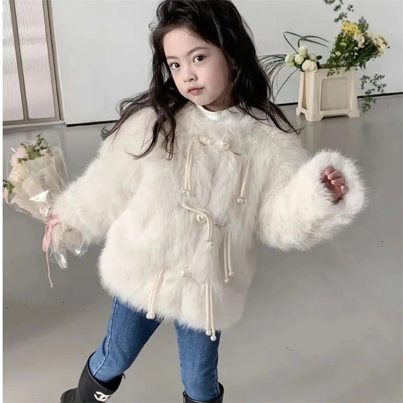 Girls Coat Jacket Winter Cotton Windbreak 2023 Pink Warm Plus Thicken Velvet Furs School Outwear Children\'s Clothing