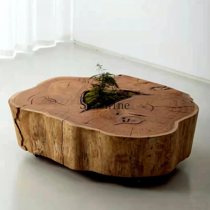 

Silent wind retro coffee table handmade natural log irregular art tea table