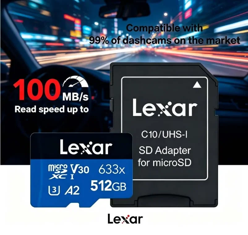 Lexar 633X Memory Card 128GB 64GB 32GB Flash Cards Micro SD Card Class 10 SDHC/SDXC UHS-I Blue TF Cards Dashcam Camcorder