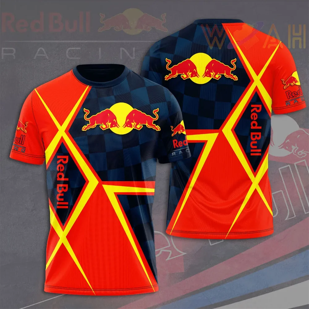 

Red Bull — мужская футболка с коротким рукавом с 3D принтом, модная большая футболка, женский и детский топ для гонок Red Bull