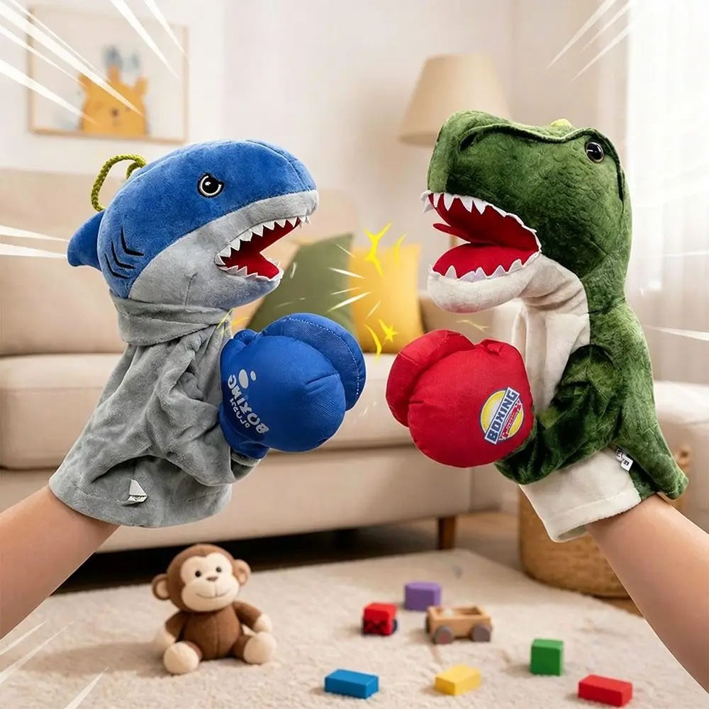 Creative Punching Hand Puppet Animal with Sound Tricky Interactive Animal Boxing Puppet for Gift