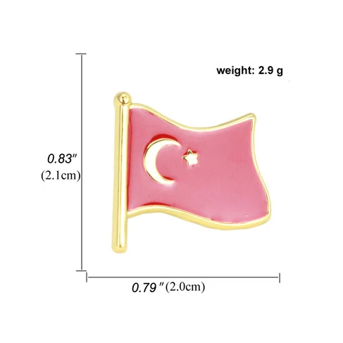 Spot zinc alloy die-casting metal cartoon national flag brooch badge Türkiye oil dripping badge