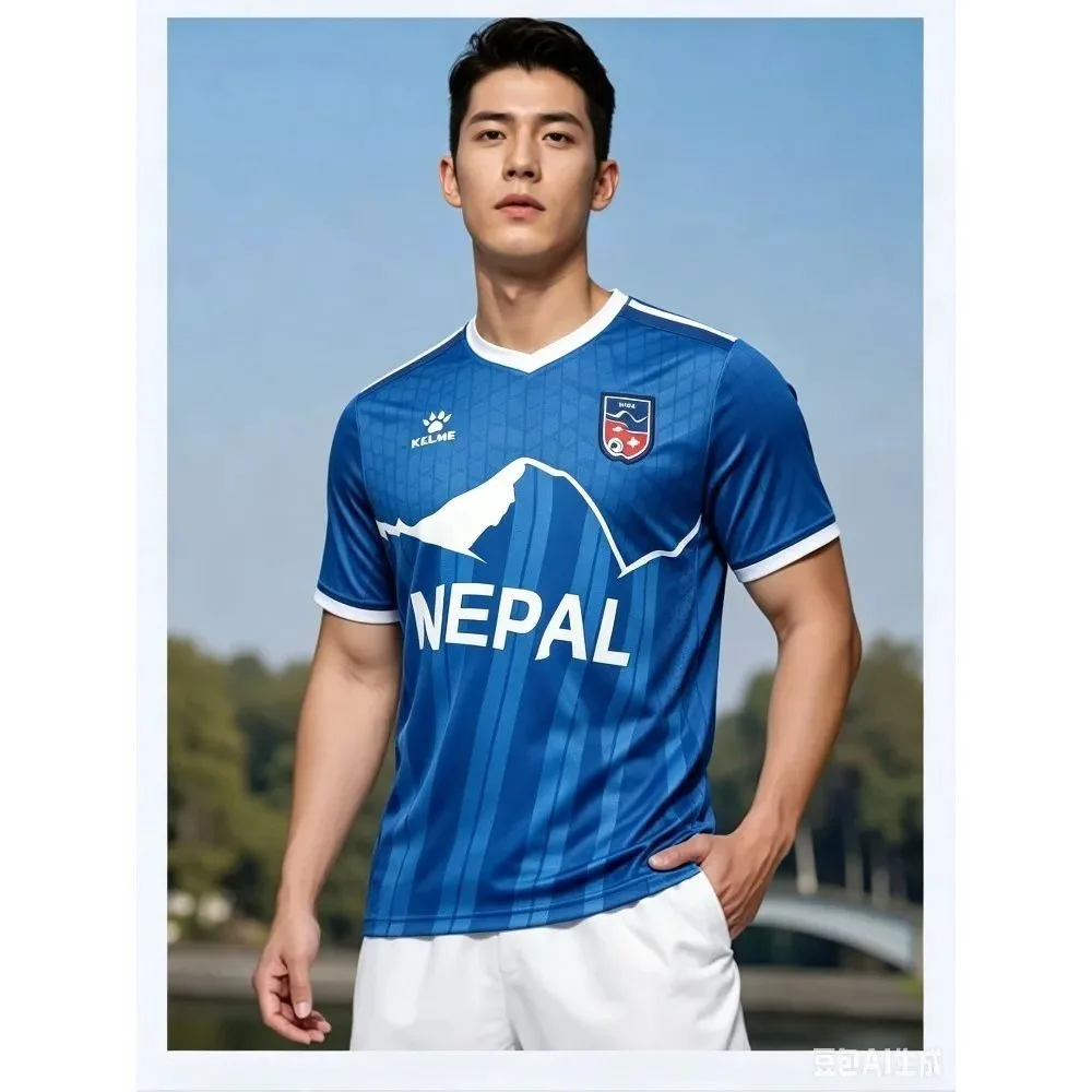 Summer Men's Nepal Football Jersey KELME 2026 New Shirt Breathable Quick Dry Sports T-shirt Football Uniform for Training