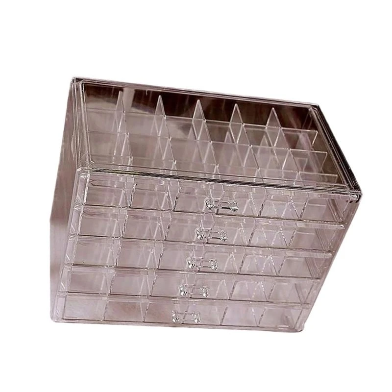 

Transparent Jewelry Organiser Accessory Storage Box with 5 Drawers 120 Grids
