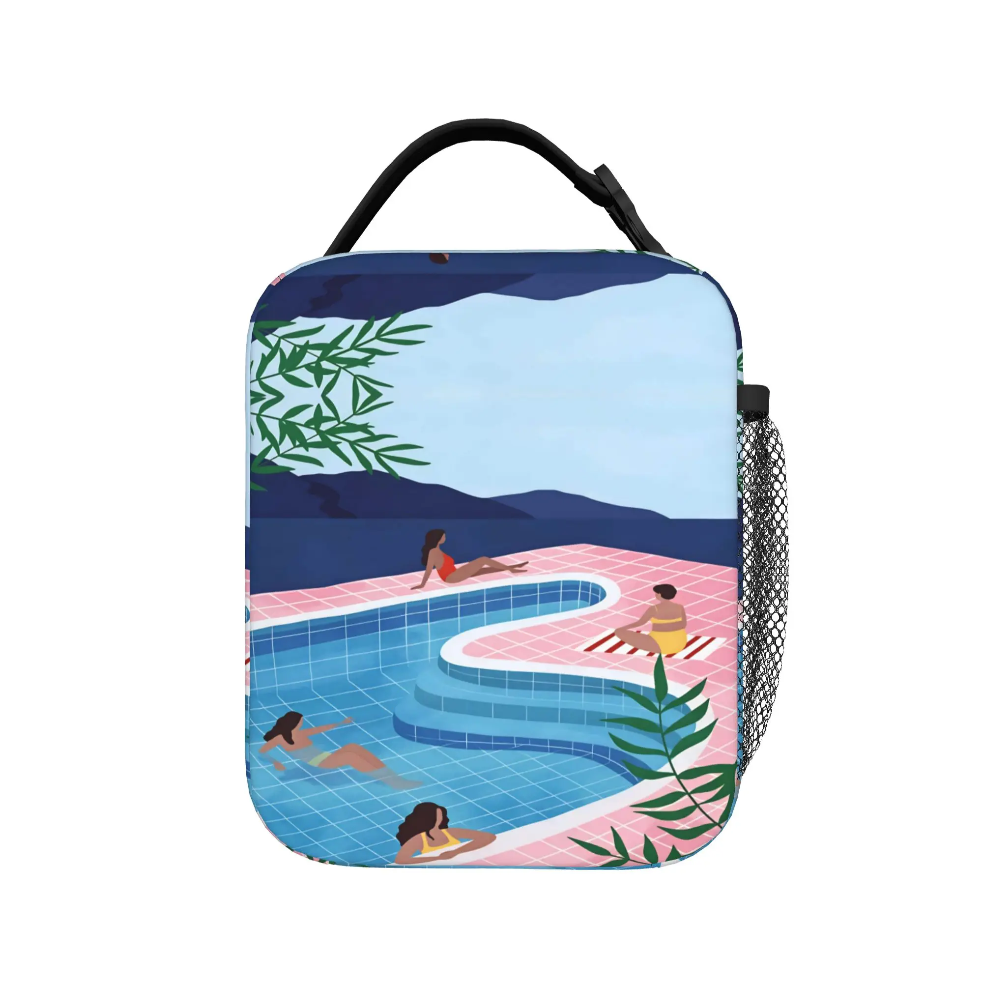 Pool Ladies David Hockney Poster Lunch Bag  Funny Lunch Box For Child Outdoor Picnic Convenient Cooler Bag Oxford Tote Food Bags