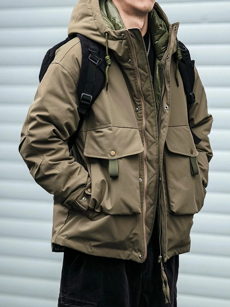 

Мужская зимняя утепленная хлопковая куртка свободного кроя, теплая пуховая стеганая куртка, молодежная модная верхняя одежда с защитой от холода, повседневная, с капюшоном, на молнии