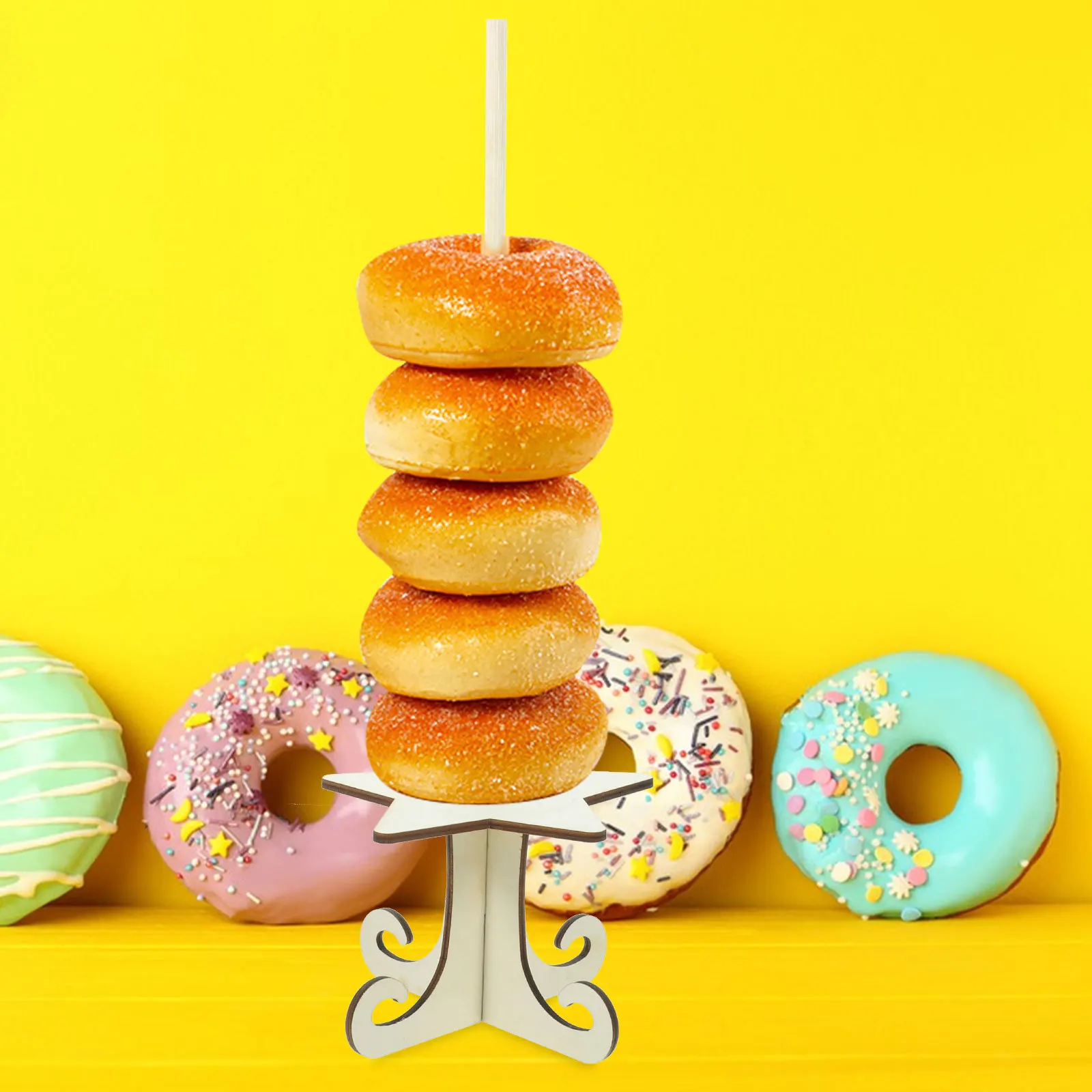 

Wood Detachable Donut Stand Decorative Display Holder for Party Wedding Kitchen Cake Shop Countertop Dessert Display
