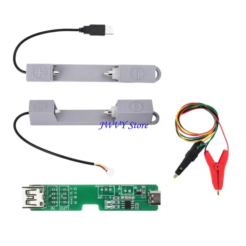573A TS457 Battery Holder Kelvin Clip Cable USB Charging Adapter for Efficient Voltages Internal Resistance Tester