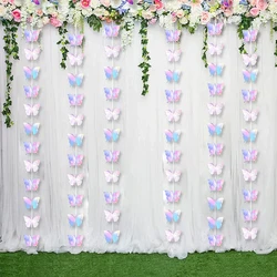 3M 3D Butterfly Paper Banner Garland Iridescent Hanging Flag Curtains For Wedding Birthday Party Backdrop Decoration Baby Shower