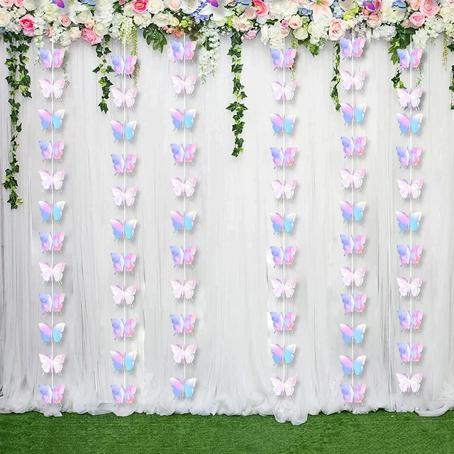3M 3D motyl papierowy baner girlanda opalizująca wisząca flaga zasłony na ślub urodziny dekoracja tła Baby Shower