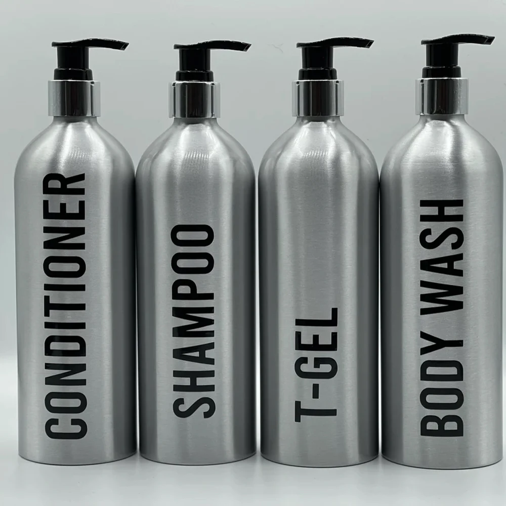 Custom Personalized Aluminum Soap Dispenser Shampoo and Conditioner Dispenser Refillable Dispenser push-to-fill Refill Bottle