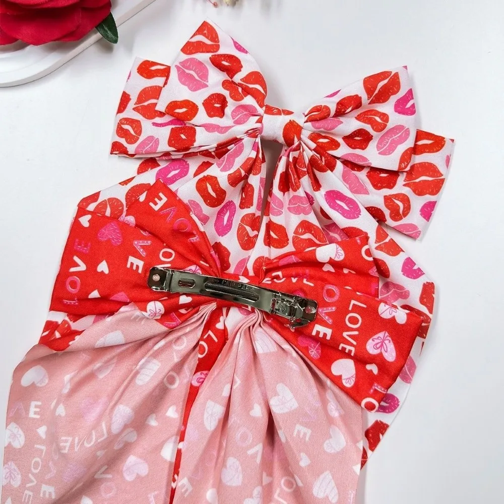 

Fashion Sweet Hair Clips Big Bows Spring Clip Hair Ribbon Half-Up Hairstyles Heart Shape Hair Barrettes Valentines Day Gift