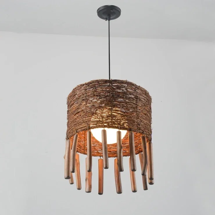 Tearoom Rattan Lamp Creative Cafe Restaurant Rattan Brass Lamp