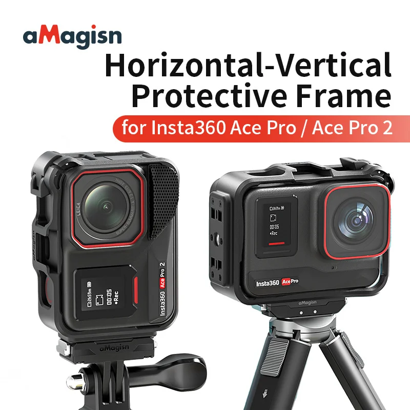 Amagisn Protective Frame Cage For Insta360 Ace Pro Ace Pro 2 Horizontal Vertical Shooting Action Camera Accessory