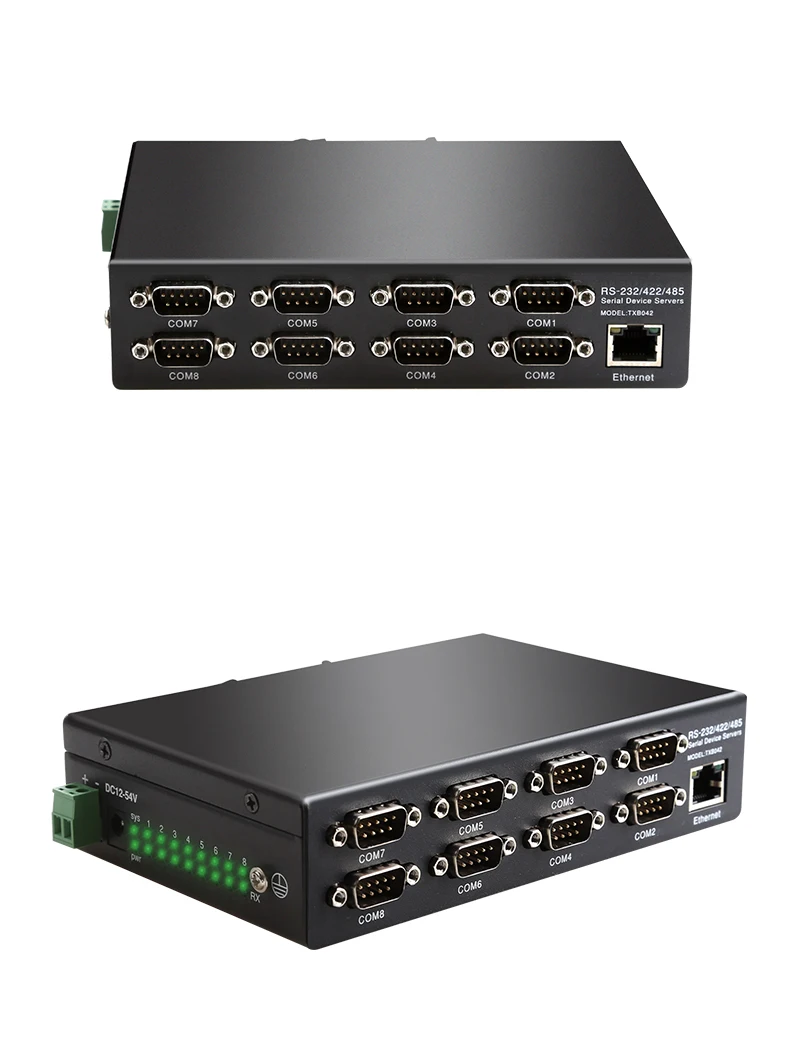 8 منافذ RS232 RS485 RS422 إلى إيثرنت TCP/IP محول متعدد المسلسل Din السكك الحديدية جهاز خادم التبديل بوابة Modbus