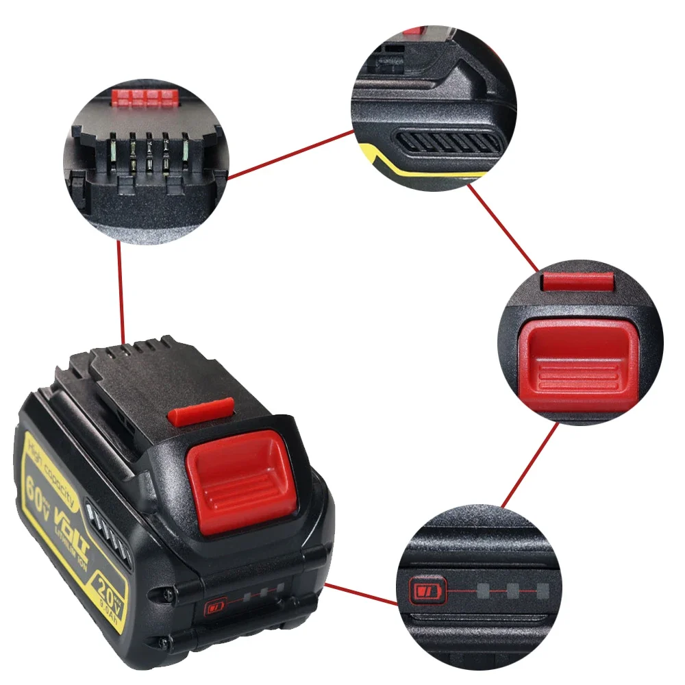 Batería de iones de litio de repuesto para herramienta eléctrica Dewalt, 60V, 9000mAh, DCB609, DCB200, DCB606, DCB205, DCB206, DCB209, DCB182