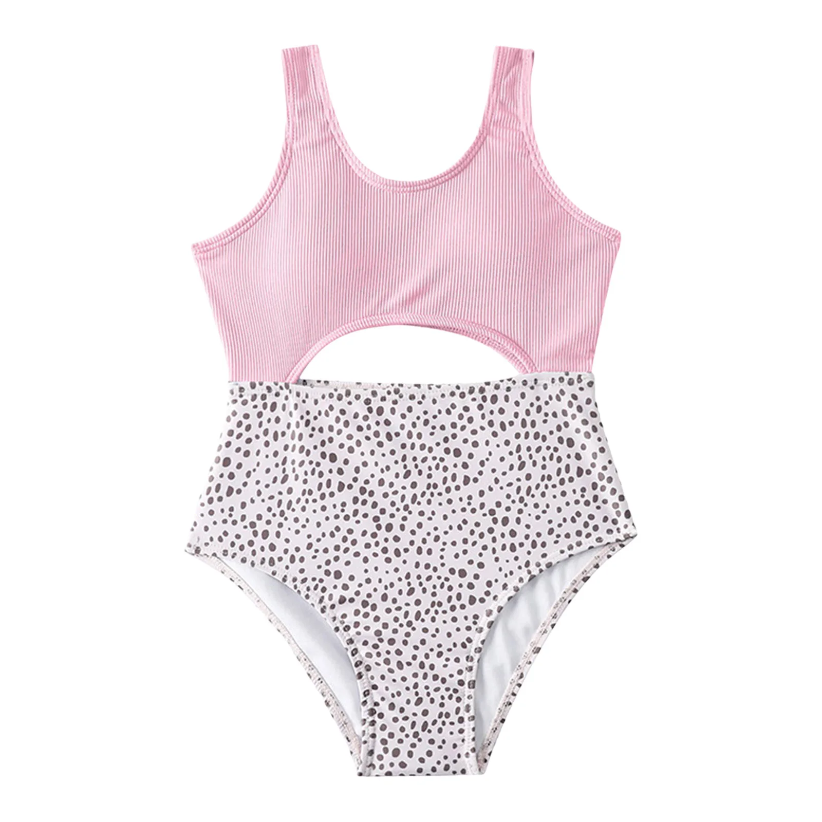 

Kids Girls Leopard-print One-piece Swimsuit Sleeveless Cutout Design Bodysuit Leotard for Swimming Beach Holiday Water Sports