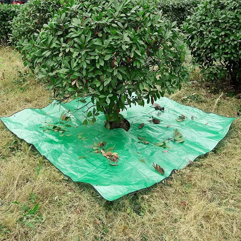 Landscape Tarp For Trimming With 12 Inch Hole Garden Tree Pruning Waterproof Tarp Four Corners Has Corner Buckles Can Stand Up