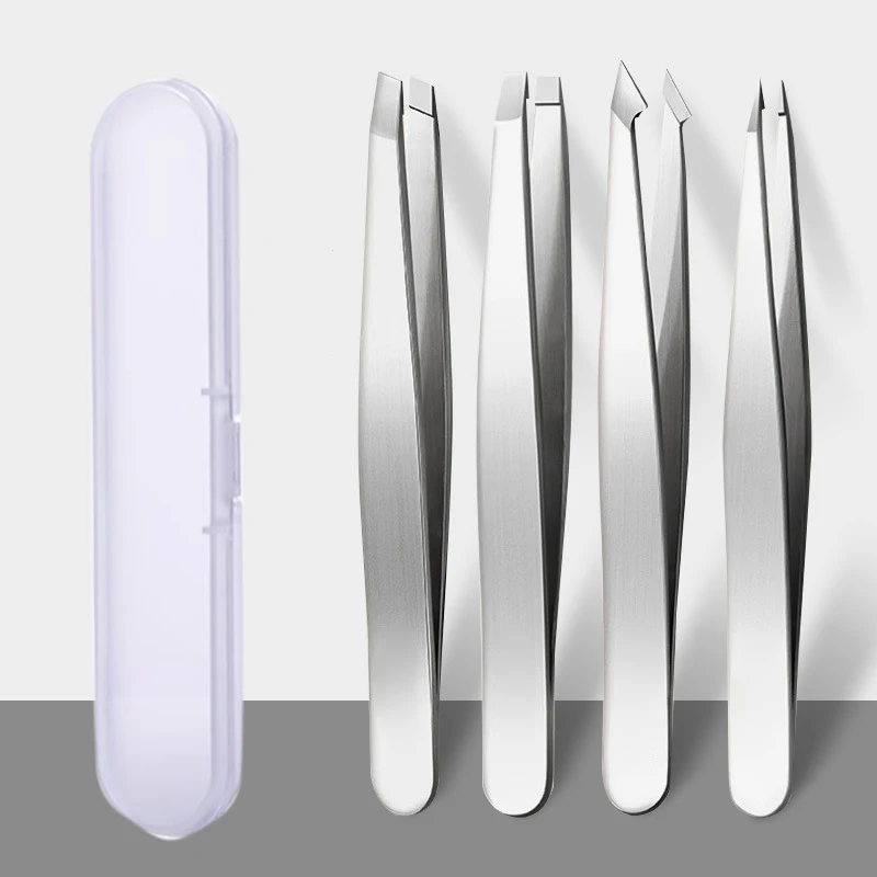 Zestaw 4 szt. Profesjonalnych pęset do codziennego czyszczenia brwi, rzęs i wąsów, doskonała precyzja w przypadku włosów na twarzy