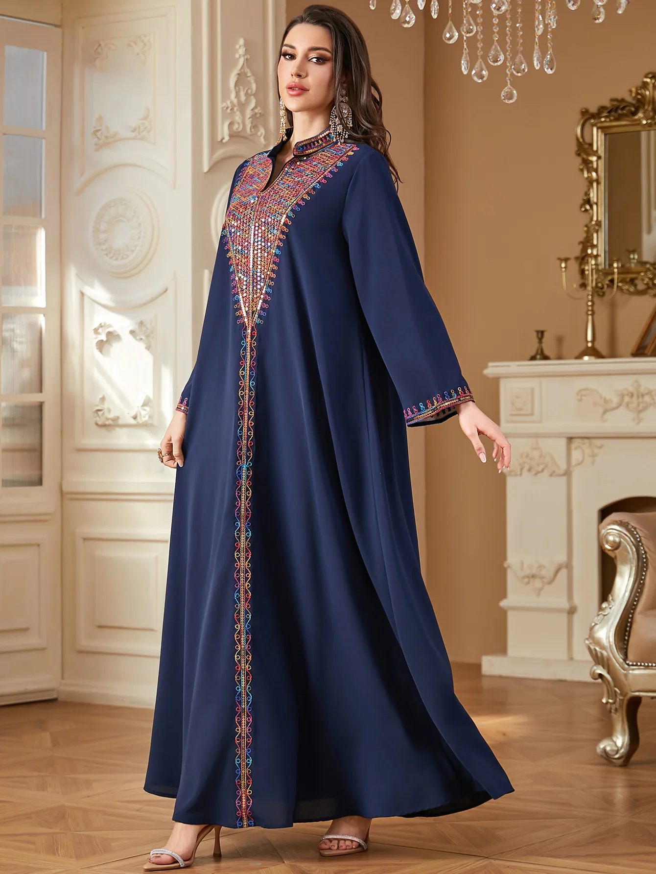 

Eid Djellaba Dubai Abayas for Women Embroidery Maxi Dress Muslim Kaftan Turkey Robe Caftan Musulmane Femme Marocain Vestidos New