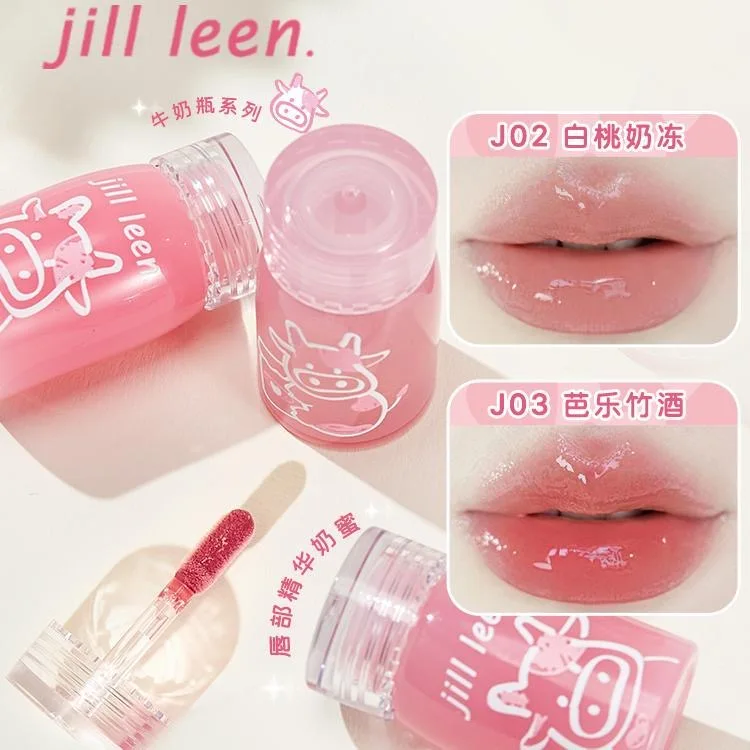 JILLLEEN Lip Glaze Milk Bottle Lip Essence Milk Cream Hydrating Lip Mist Lip Mud Moisturizing Lipstick