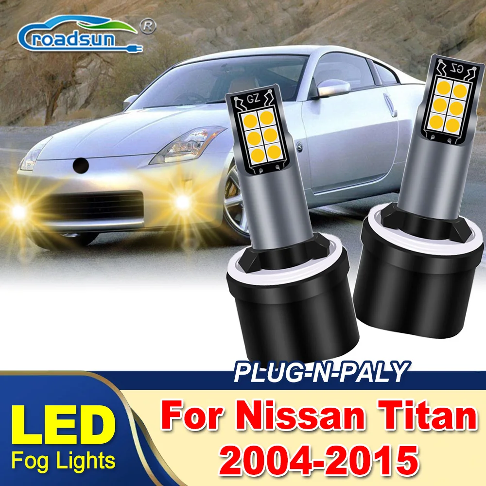 ROADSUN 880 899 Luces antiniebla para Nissan Titan 2004-2015 2013 2014 2015 2PCS 3000K Canbus, bombillas LED de actualización para coche