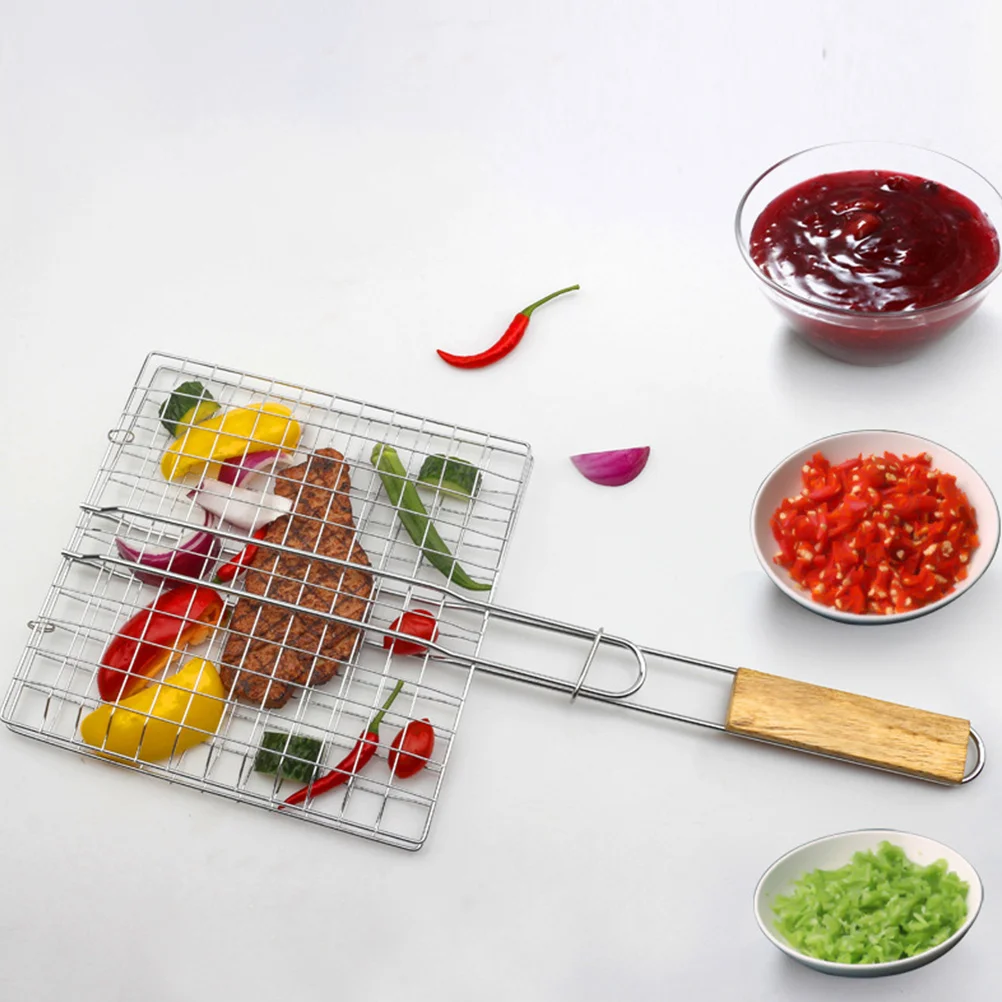 

1Pcs Stainless Steel Grill Basket Heavy Duty Bbq Wire Mesh for Outdoor Grilling Keeps Food Secure No More Falling Through Grates