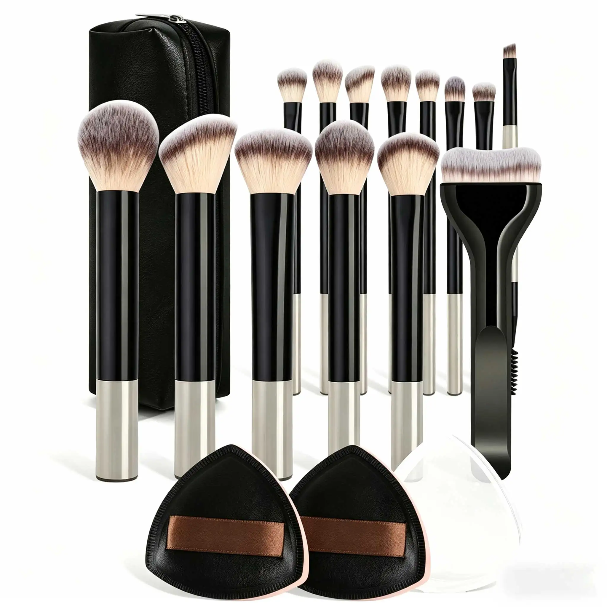 14-teiliges komplettes Make-up-Pinselset mit weichen Synthetikhaaren für Foundation, Rouge, Puder, Concealer, Konturierung und Verblenden – tragbar_voghion.com