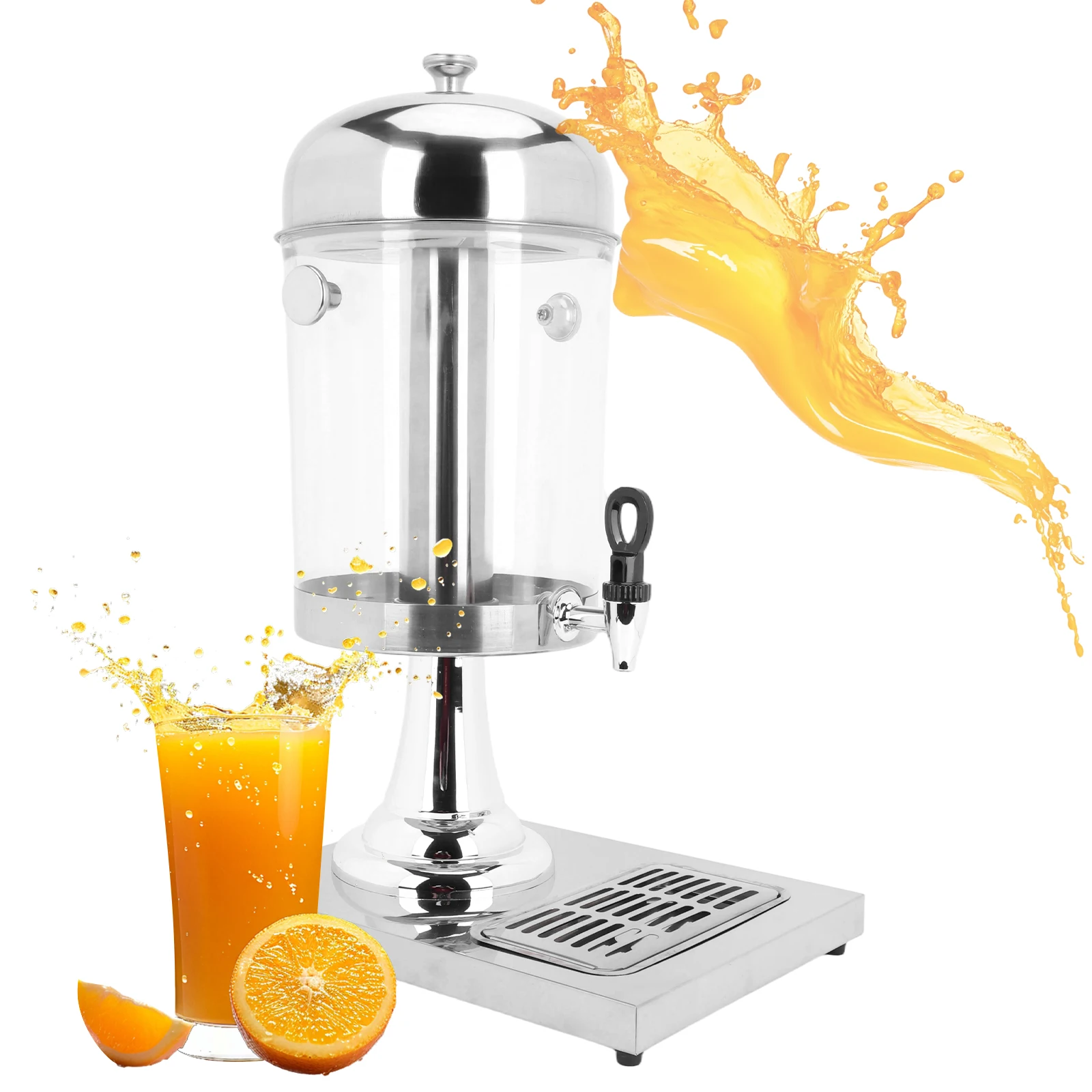 

2.1/4.2 Gallon Beverage Dispenser with Stand with Ice Container and Stainless Steel Drip Trays for Parties Beer Bar Coffee