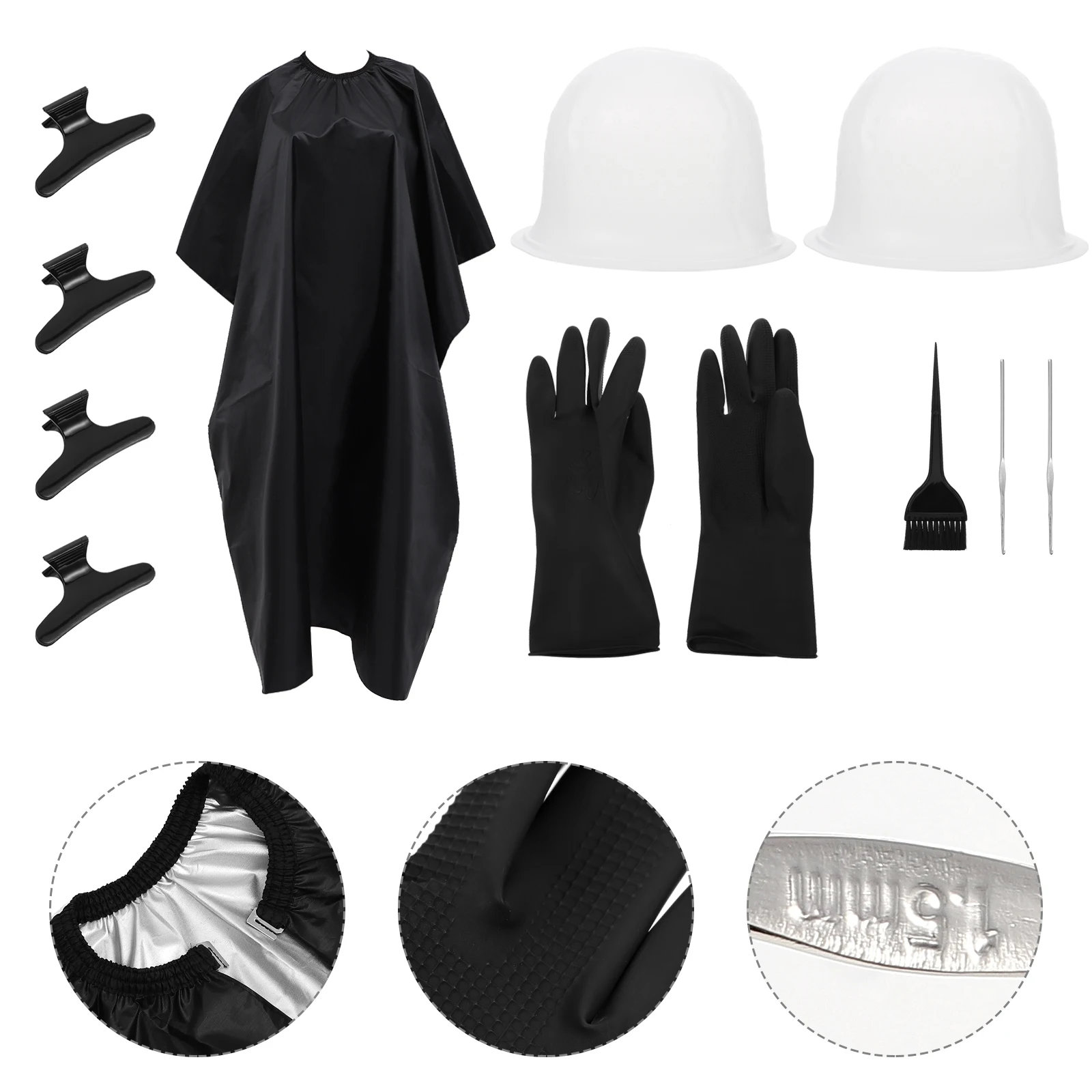 

11pcs Hair Highlight Dye Tools Kit Silicone Caps Gloves Cape Reusable Salon Home Use Diy Coloring Set For Women Gift