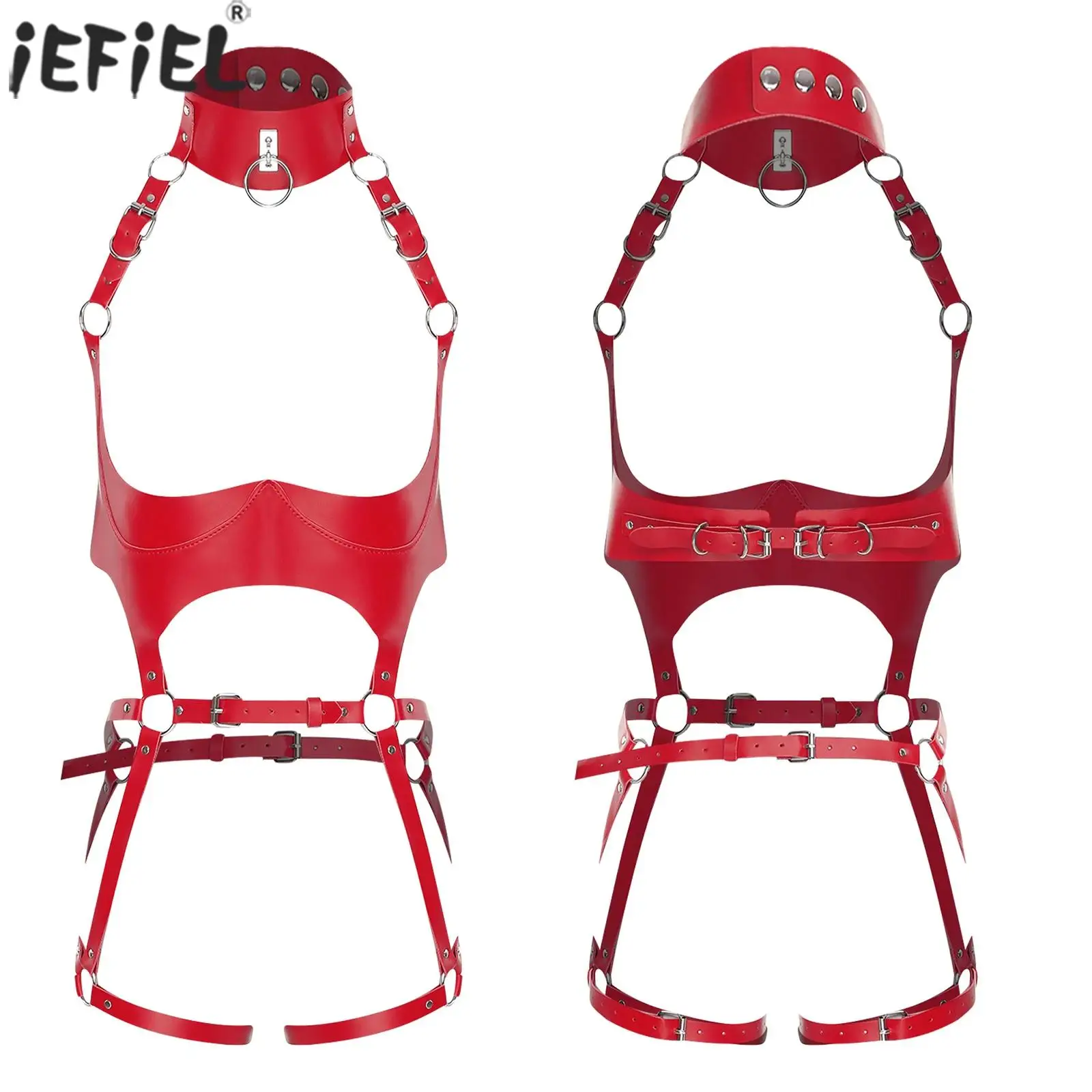 

Women Lingerie Chest Cutout Crotchless Body Belt Bodysuit Choker And Bra Cage Harness Body Straps for Erotic Dating Nightwear