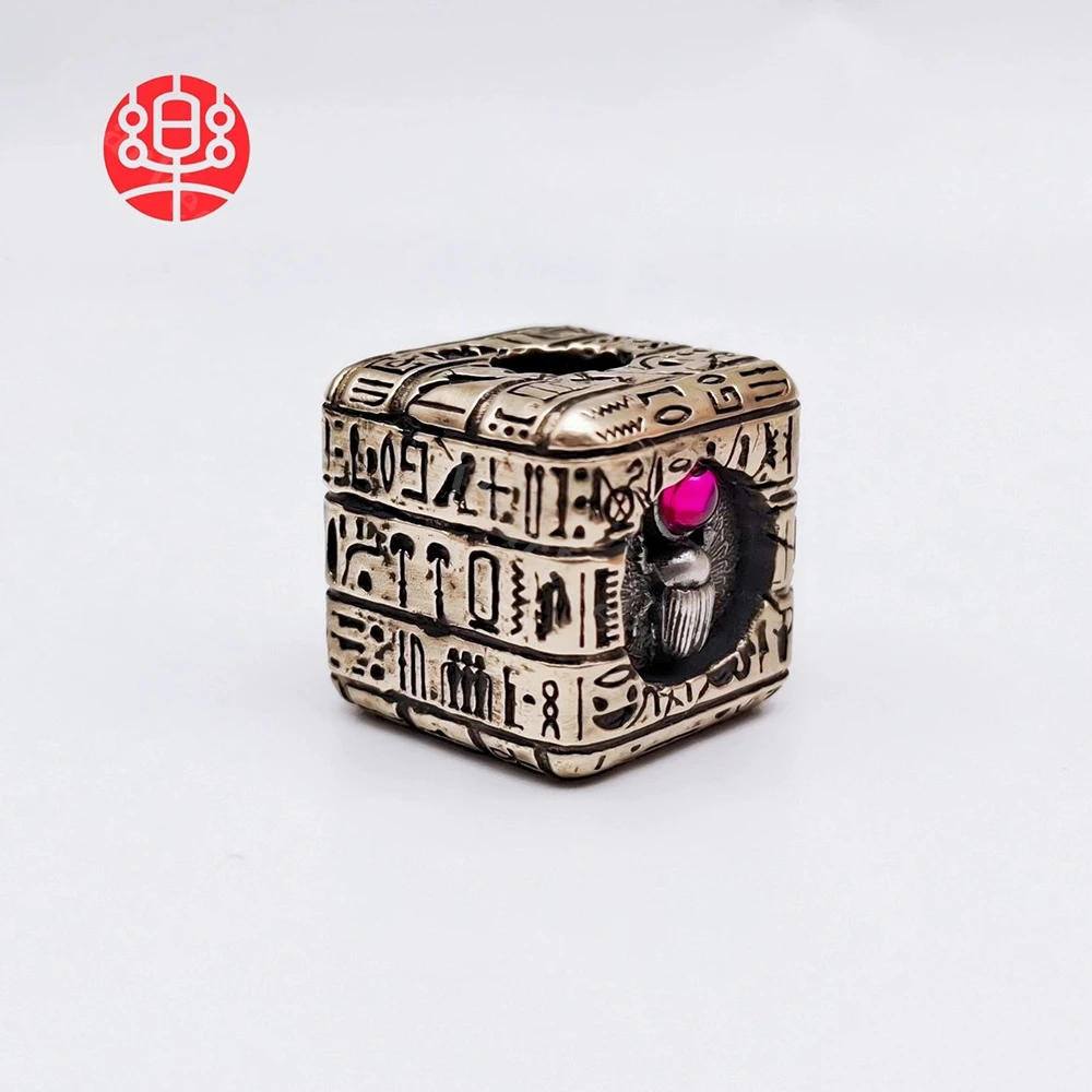 

Scarab S925 Square Exquisite Paracord Woven Knife Bead EDC Push Card Pendant Keychain Ornament Necklace Backpack DIY Accessory