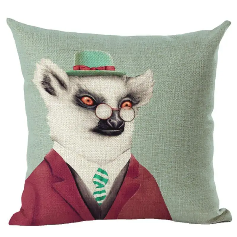 Polar Animal Face Tower Pillow Cover Home Decoration Living Room Sofa Office Seat Cushion Cover 45x45cm Linen Pillowcase