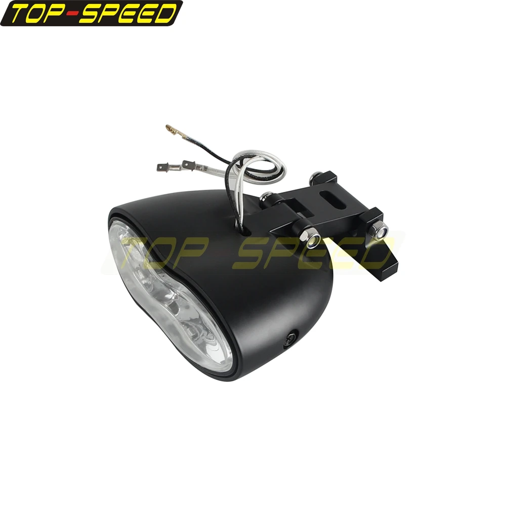 Motorcycle Double Oval Wave Twin Headlight Dual Headlamp For