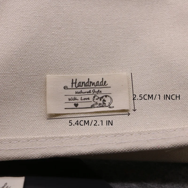 Printed Cartoon Beige Cotton 15PCS Labels For DIY Sewing Supplies Clothing Care Labels Washable Garment Tags
