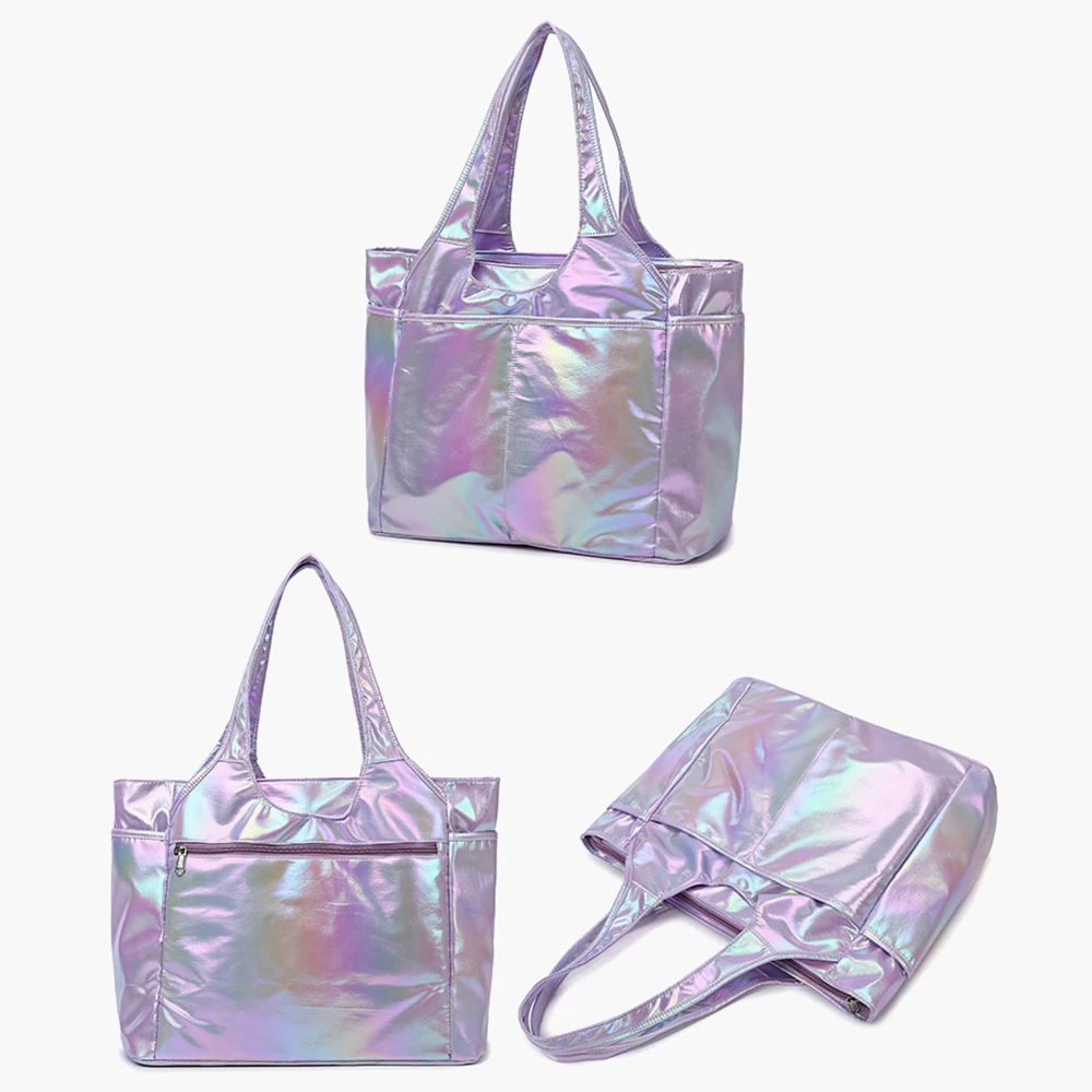 Large Laser Glitter Shoulder Bags Women Reusable Fashion Travel Storage Bags Shopping Bag Female Handbag Grocery Tote Bag