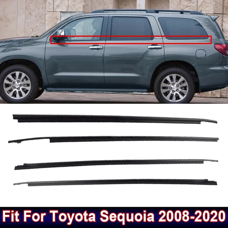 4Pcs Car Window Glasses Sealing Strip Decorative Seals Car Accessories Fit For Toyota Sequoia 2008-2020 For Honda City 2009-2014