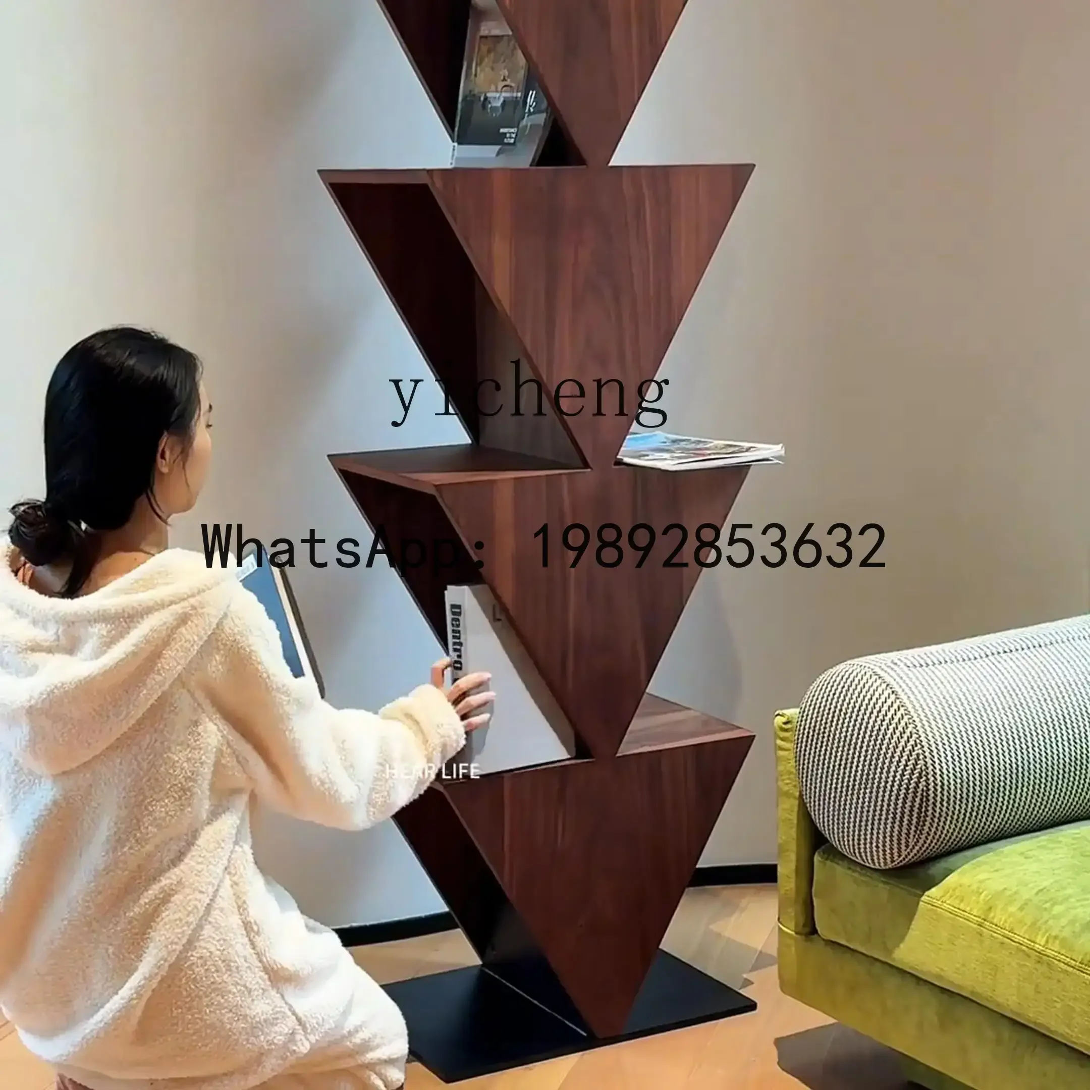antique triangular bookshelf shelf creative living room storage bookshelf small apartment home decoration accessories