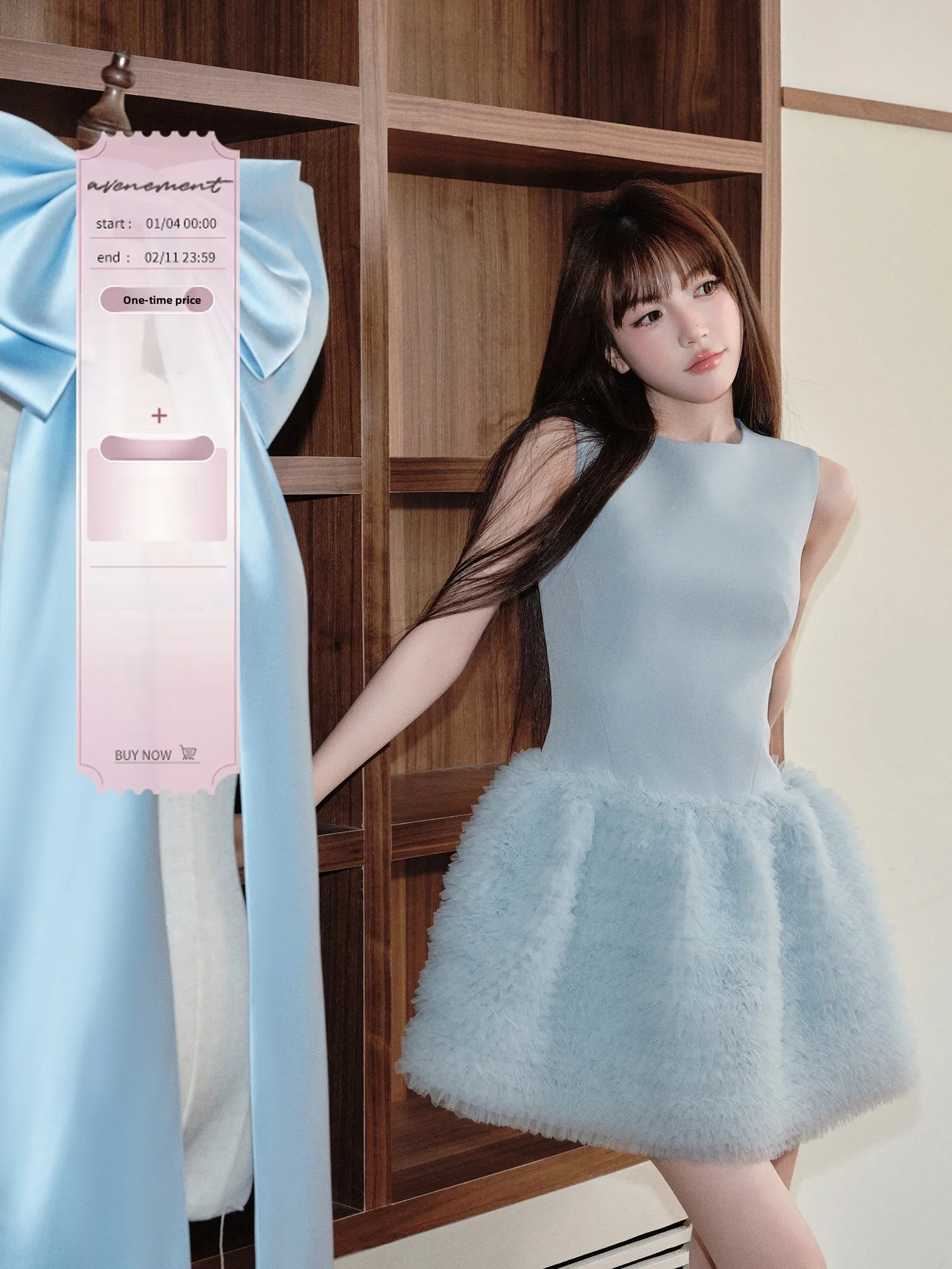 

Женская модная пышная юбка-тортик Ele Birthday Dr Blue из полиэфирного волокна без рукавов с круглым вырезом