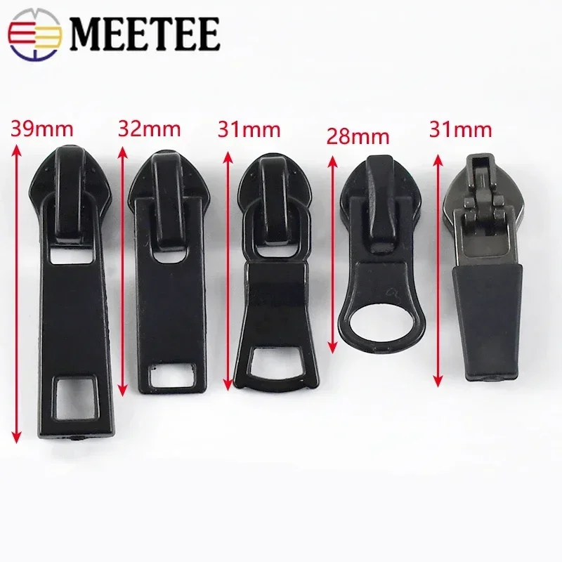 10Pcs Meetee 5# Zipper Silder for Nylon Zips Reverse Invisible Waterproof Tent Garment Zip Head Repair Kits Sewing Accessories