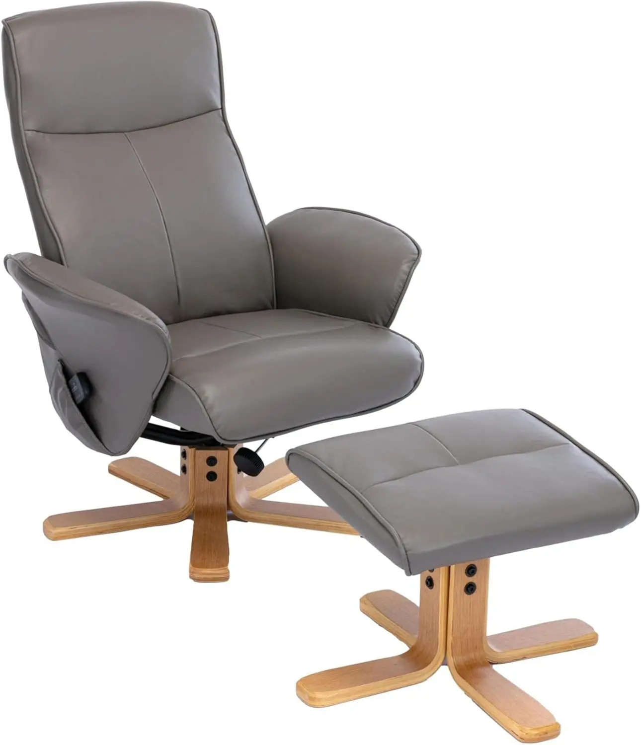 Living The Alexandria Swivel Recliner Chair with Heat & Massage - Grey Faux Leather