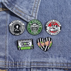 Halloween Creative Punk Enamel Pins Funny 80's Vintage Butt Tape Brooches Lapel Badge Never Trust The Living Brooches for Gift