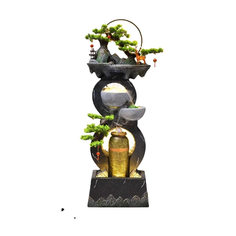 Running Water Ornaments Circulating Water Fountain Modern Light Luxury Home Living Room Lucky Fish Tank Floor Lobby Decoration