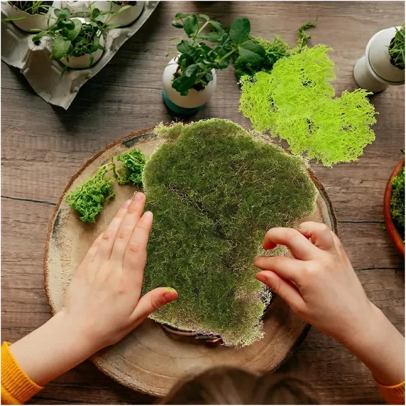 2 Pcs Simulated Moss Block Artificial Plastic Turf Mat Sand Table Lawn Model Cuttable Green Fake for Plants