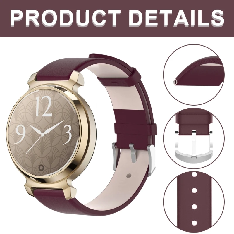 Correia relógio couro elegante pulseira relógio couro clássico para smartwatches K1KF